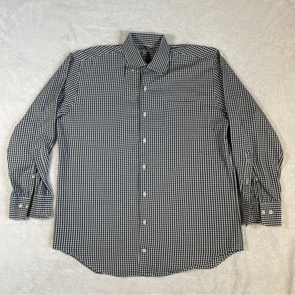 Peter Millar black /White Gingham Plaid ButtonDown Shirt Mens Medium